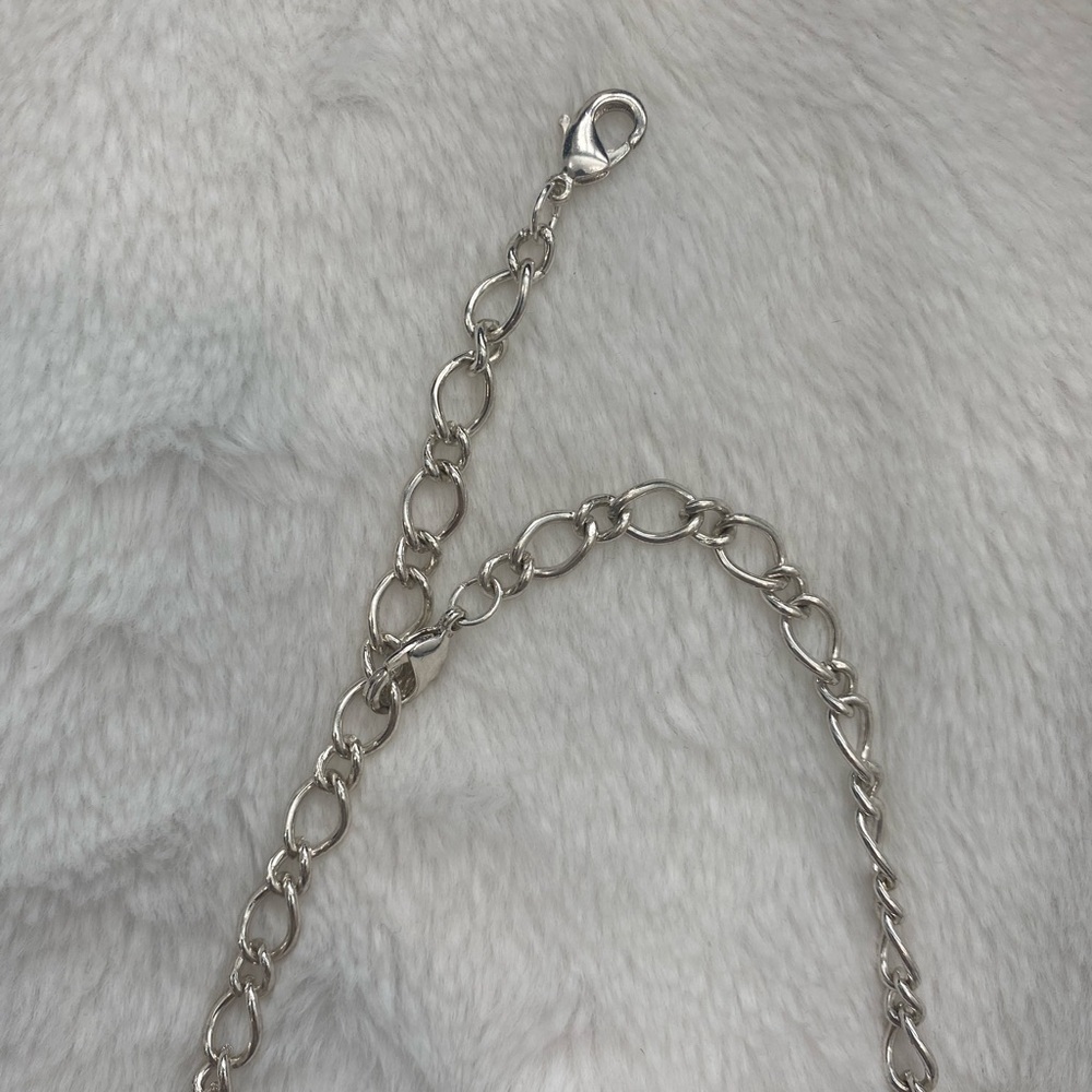Chunky Collar Necklace Women’s Costume Jewelry Silver Blue - Picture 5 of 8